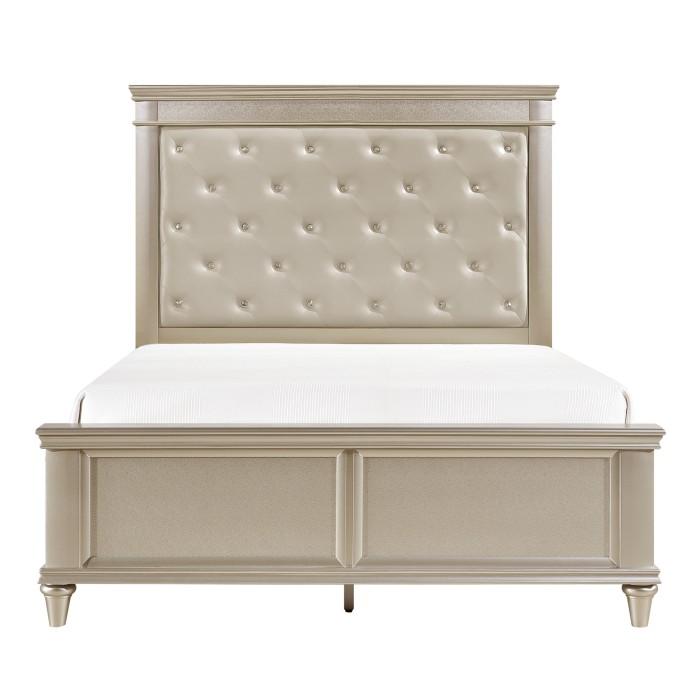 Celandine Queen Panel Bed in Pearl/Silver 1928-1 - Furniture 4 Less Outlet (Salinas,CA)