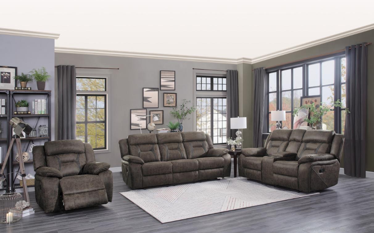 Madrona Double Reclining Sofa in Dark Brown 9989DB-3 - Furniture 4 Less Outlet (Salinas,CA)
