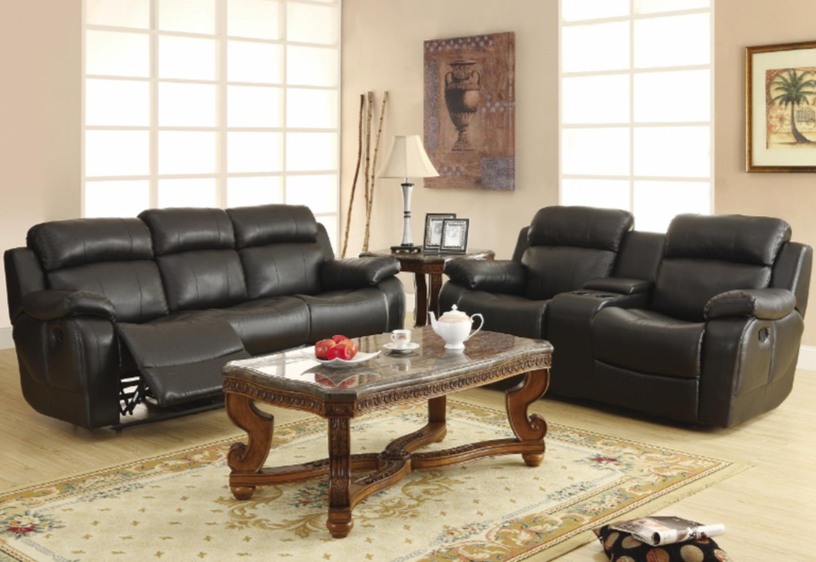 Marille Double Reclining Sofa in Black - Furniture 4 Less Outlet (Salinas,CA)