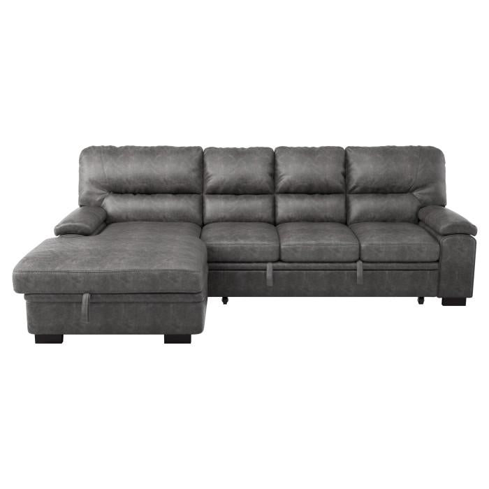 Michigan Sectional with Pull Out Bed and Left Chaise in Dark Gray 9407DG2LC3R - Furniture 4 Less Outlet (Salinas,CA)