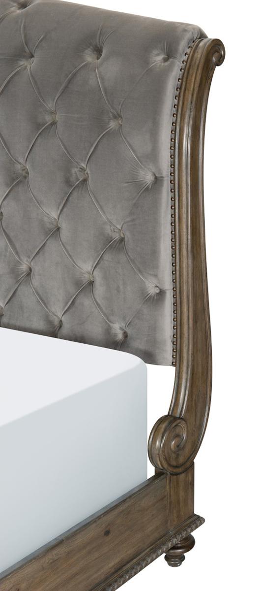 Rachelle Queen Sleigh Bed in Weathered Pecan 1693-1 - Furniture 4 Less Outlet (Salinas,CA)