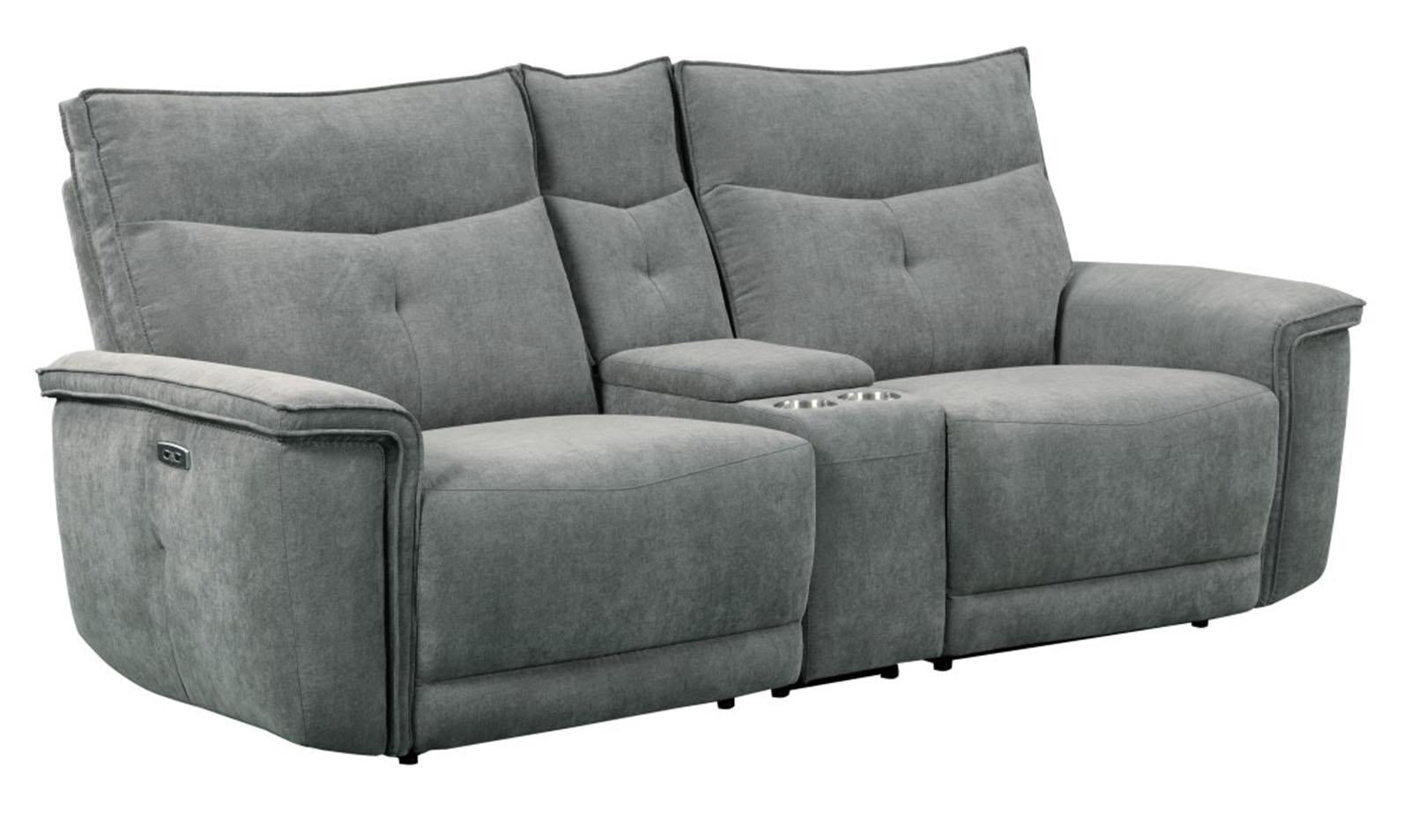 Tesoro Power Double Reclining Loveseat in Dark Gray 9509DG-2CNPWH - Furniture 4 Less Outlet (Salinas,CA)