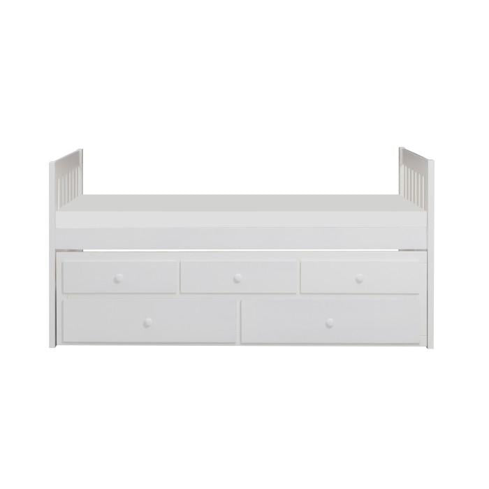 Galen Twin/Twin Trundle Bed with Storage in White B2053PRW-1 - Furniture 4 Less Outlet (Salinas,CA)