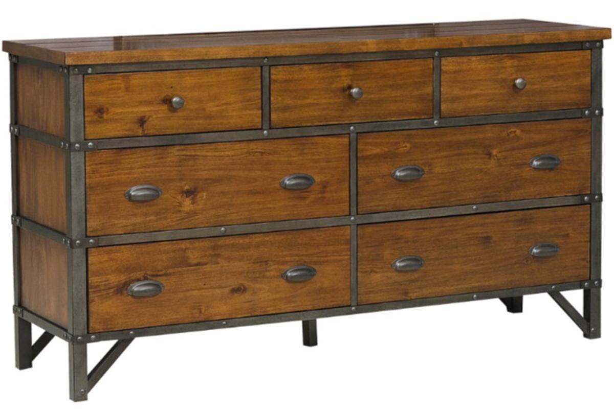 Holverson Dresser in Rustic Brown & Gunmetal 1715-5 - Furniture 4 Less Outlet (Salinas,CA)