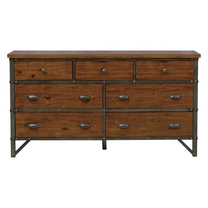 Holverson Dresser in Rustic Brown & Gunmetal 1715-5 - Furniture 4 Less Outlet (Salinas,CA)