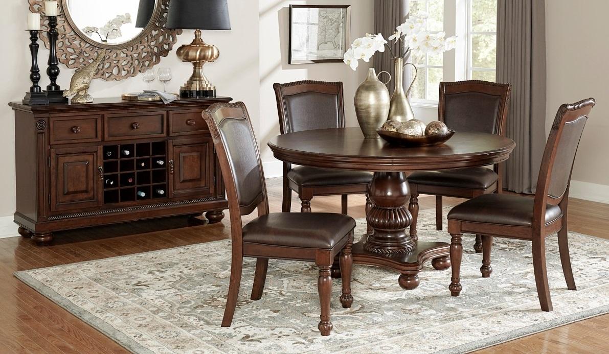 Lordsburg Round Dining Table in Brown Cherry 5473-54 - Furniture 4 Less Outlet (Salinas,CA)