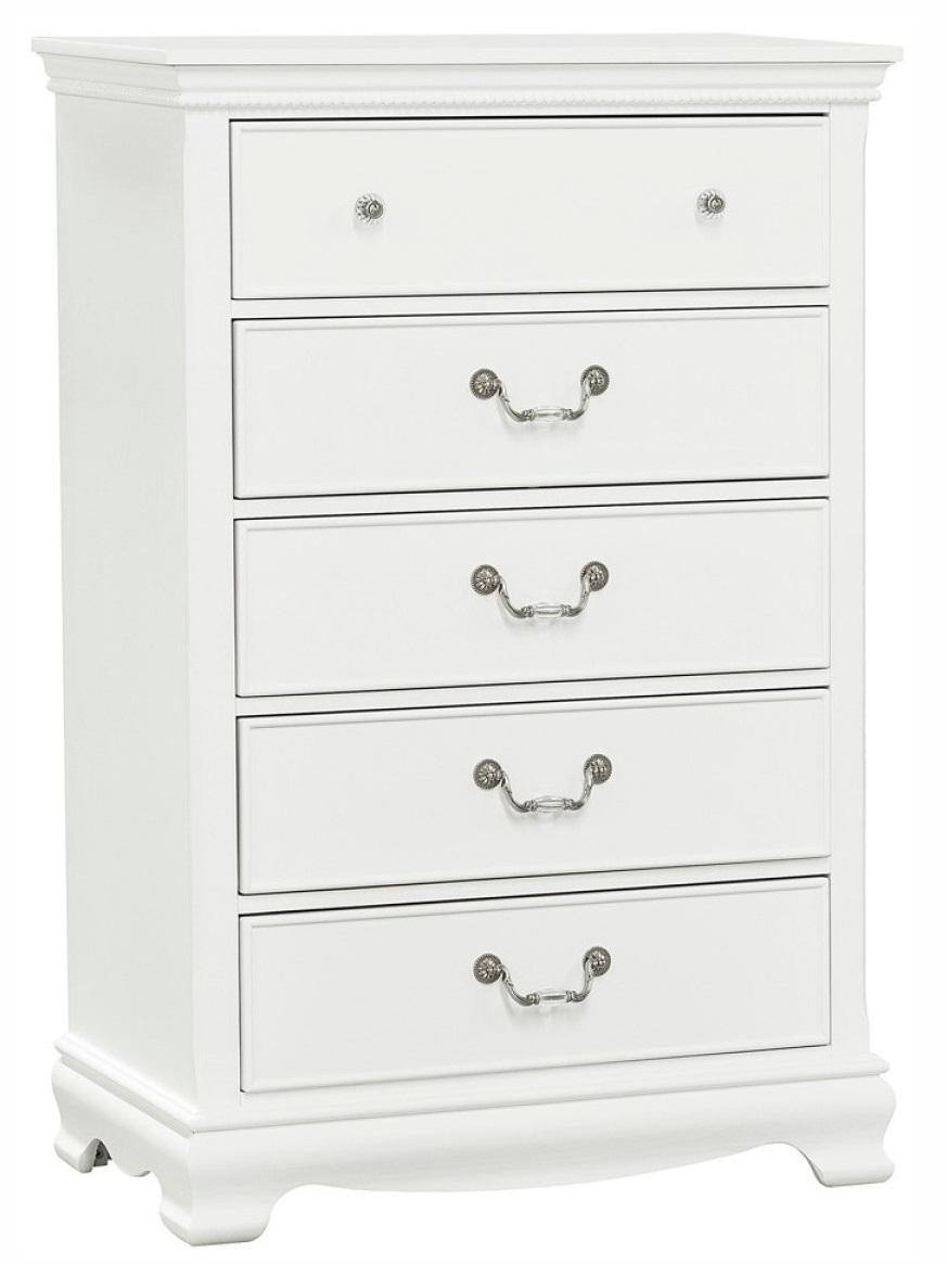 Lucida 5 Drawer Chest in White 2039W-9 - Furniture 4 Less Outlet (Salinas,CA)