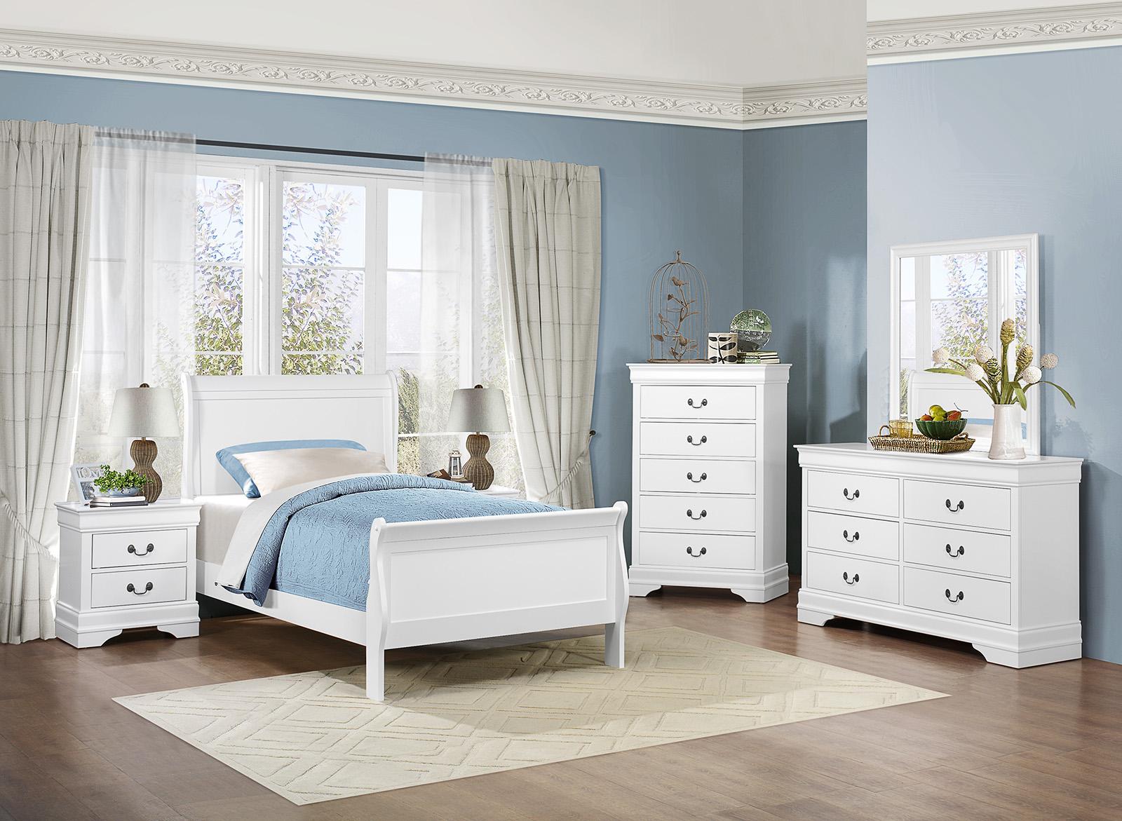 Mayville Full Sleigh Bed in White 2147FW-1 - Furniture 4 Less Outlet (Salinas,CA)