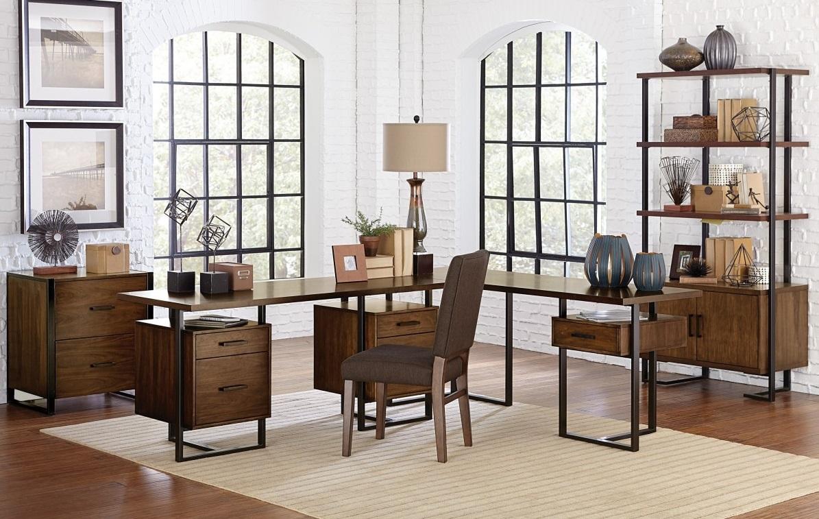 Sedley Return Desk with One Cabinet, Reversible in Walnut 5415RF-16 - Furniture 4 Less Outlet (Salinas,CA)