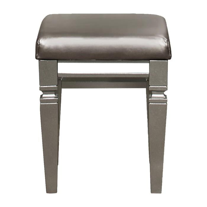 Tamsin Vanity Stool in Silver Grey Metallic 1616-14 - Furniture 4 Less Outlet (Salinas,CA)