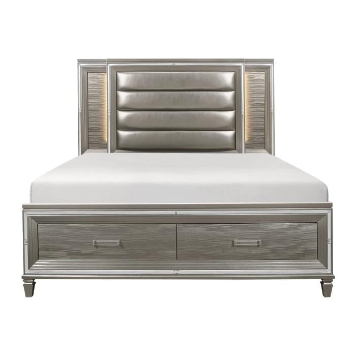Tamsin (3)California King Platform Bed with Footboard Storage, LED Lighting - Furniture 4 Less Outlet (Salinas,CA)