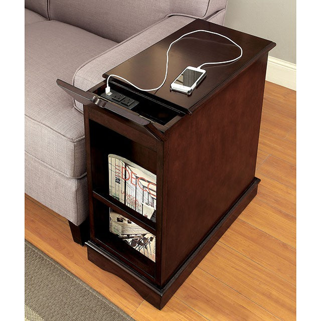 LILITH I Cherry Side Table w/ USB - Furniture 4 Less Outlet (Salinas,CA)