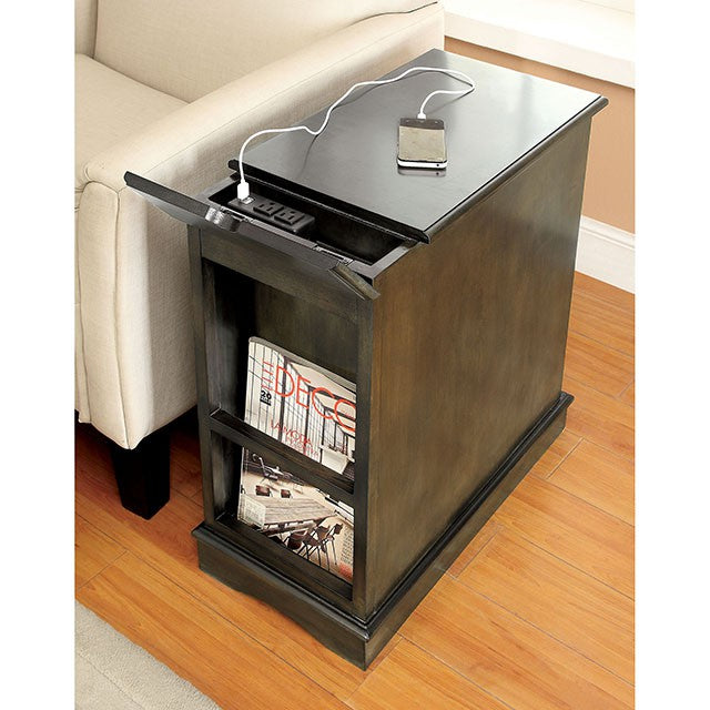 LILITH I Gray Side Table w/ USB - Furniture 4 Less Outlet (Salinas,CA)
