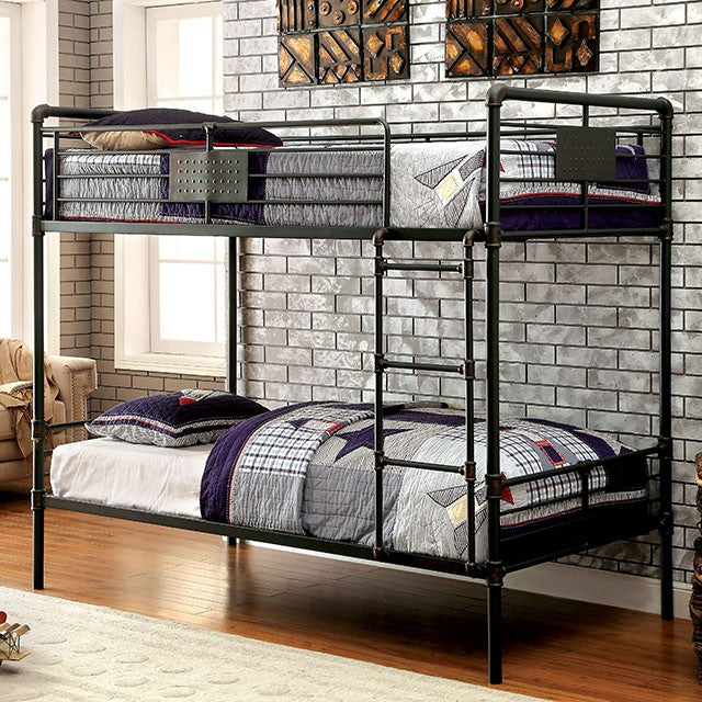 OLGA Antique Black Metal Twin/Twin Bunk Bed - Furniture 4 Less Outlet (Salinas,CA)