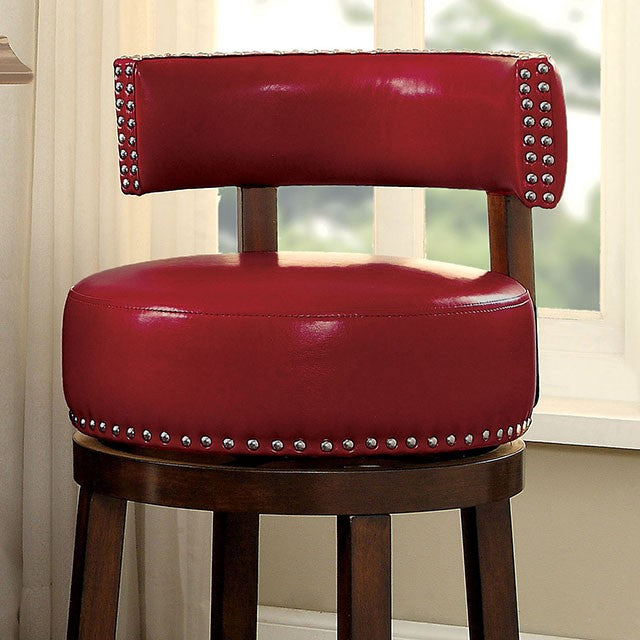 SHIRLEY Dark Oak/Red 29" Bar Stool - Furniture 4 Less Outlet (Salinas,CA)