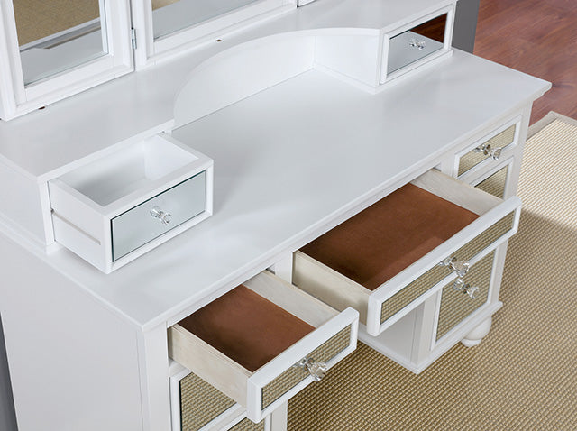 TRACY White Vanity w/ Stool - Furniture 4 Less Outlet (Salinas,CA)