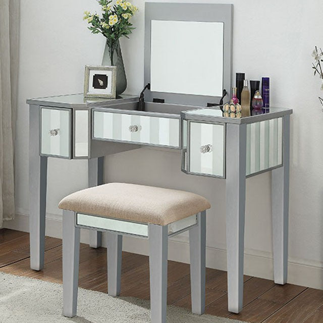 Joyce Silver Vanity w/ Stool - Furniture 4 Less Outlet (Salinas,CA)