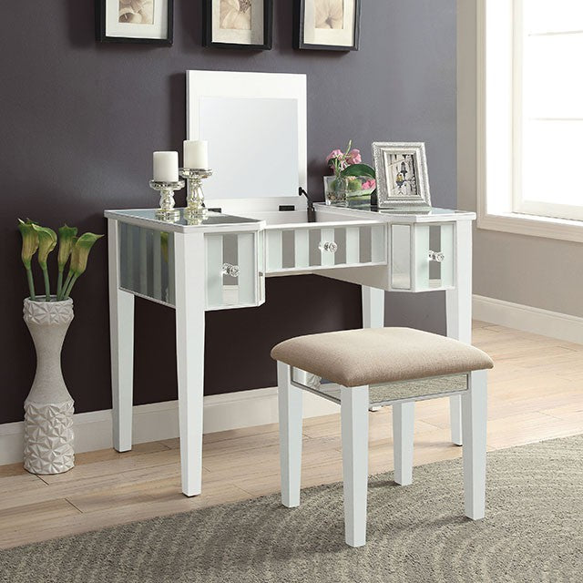 Joyce White Vanity w/ Stool - Furniture 4 Less Outlet (Salinas,CA)