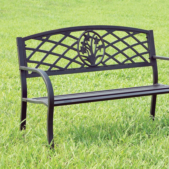 MINOT Black Patio Steel Bench - Furniture 4 Less Outlet (Salinas,CA)