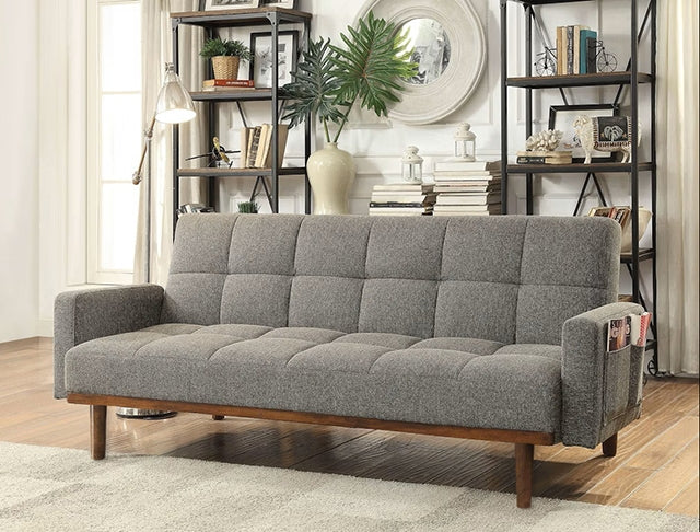 Nettie Gray/Oak Futon Sofa - Furniture 4 Less Outlet (Salinas,CA)