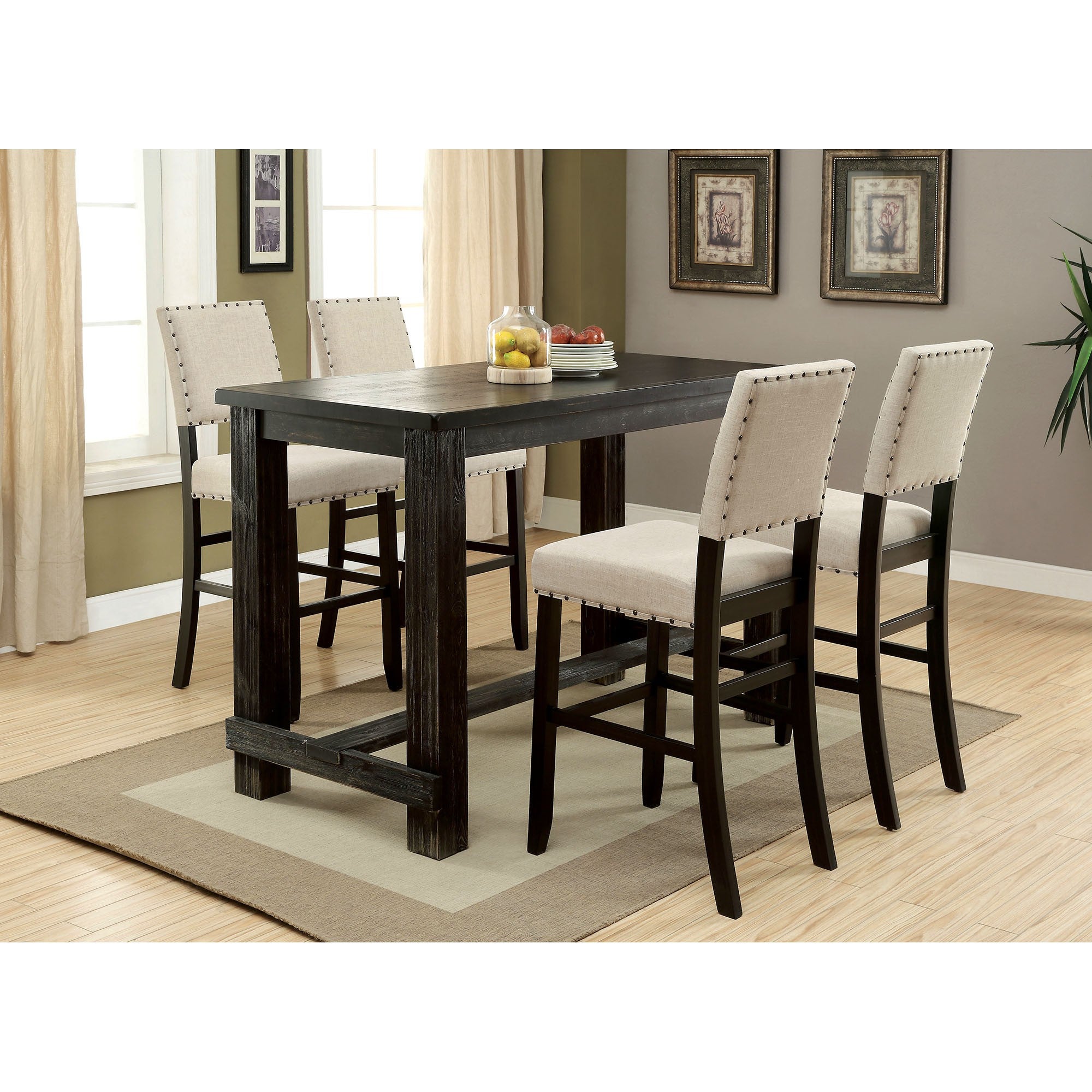 Sania 5 Pc Bar Table Set Black - Furniture 4 Less Outlet (Salinas,CA)