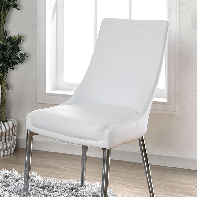Izzy Silver/White Side Chair, White (2/CTN) - Furniture 4 Less Outlet (Salinas,CA)