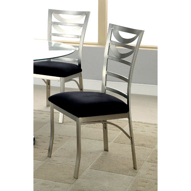 ROXO Silver/Black Side Chair (2/CTN) - Furniture 4 Less Outlet (Salinas,CA)