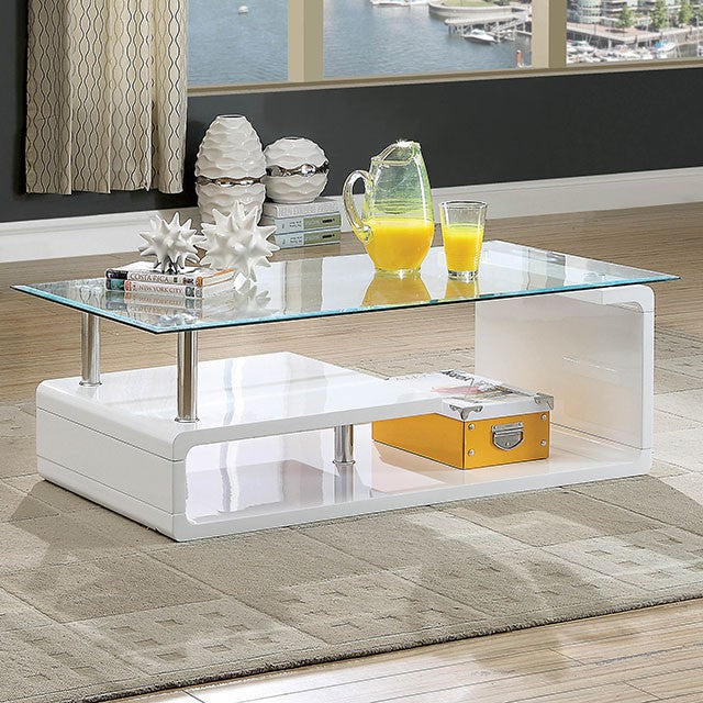 Torkel White/Chrome Coffee Table - Furniture 4 Less Outlet (Salinas,CA)