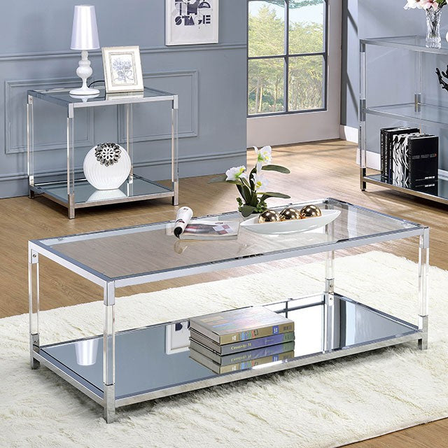 Ludvig Chrome/Clear Coffee Table - Furniture 4 Less Outlet (Salinas,CA)