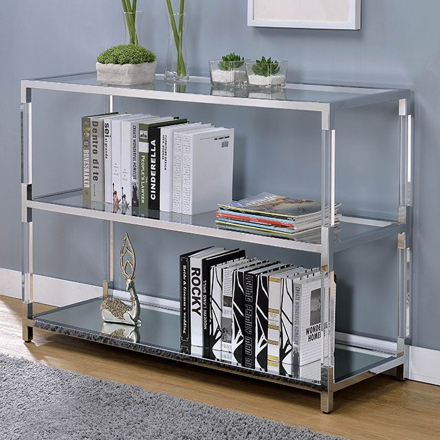 Ludvig Chrome/Clear Sofa Table - Furniture 4 Less Outlet (Salinas,CA)