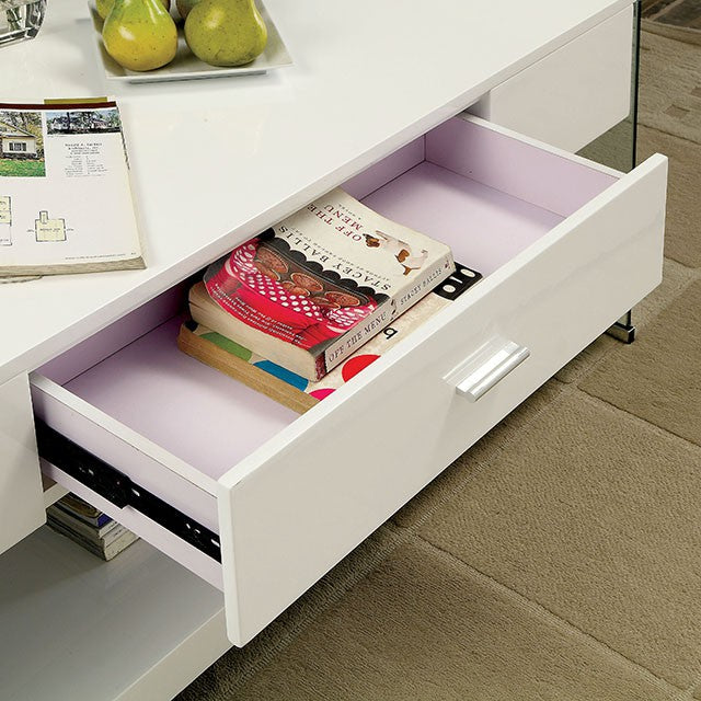 Raya White Coffee Table, White - Furniture 4 Less Outlet (Salinas,CA)