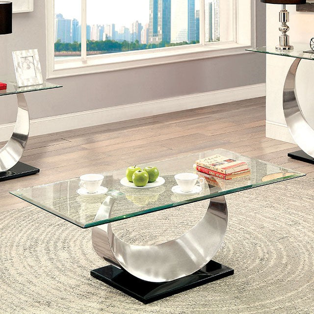 ORLA II Satin Plated/Black Coffee Table - Furniture 4 Less Outlet (Salinas,CA)