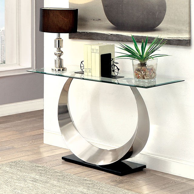 ORLA II Satin Plated/Black Sofa Table - Furniture 4 Less Outlet (Salinas,CA)