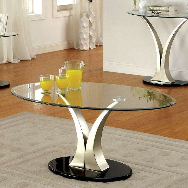 VALO Satin Plated/Black Coffee Table - Furniture 4 Less Outlet (Salinas,CA)