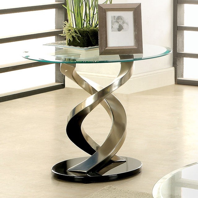 NOVA Satin Plated/Black End Table - Furniture 4 Less Outlet (Salinas,CA)
