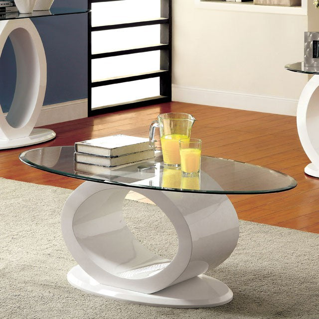 LODIA III White Coffee Table, White - Furniture 4 Less Outlet (Salinas,CA)