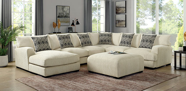 Kaylee U-Sectional w/ Left Chaise + Ottoman Beige - Furniture 4 Less Outlet (Salinas,CA)