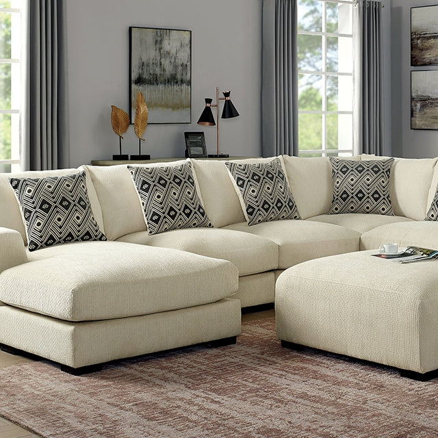 Kaylee U-Sectional w/ Left Chaise + Ottoman Beige - Furniture 4 Less Outlet (Salinas,CA)