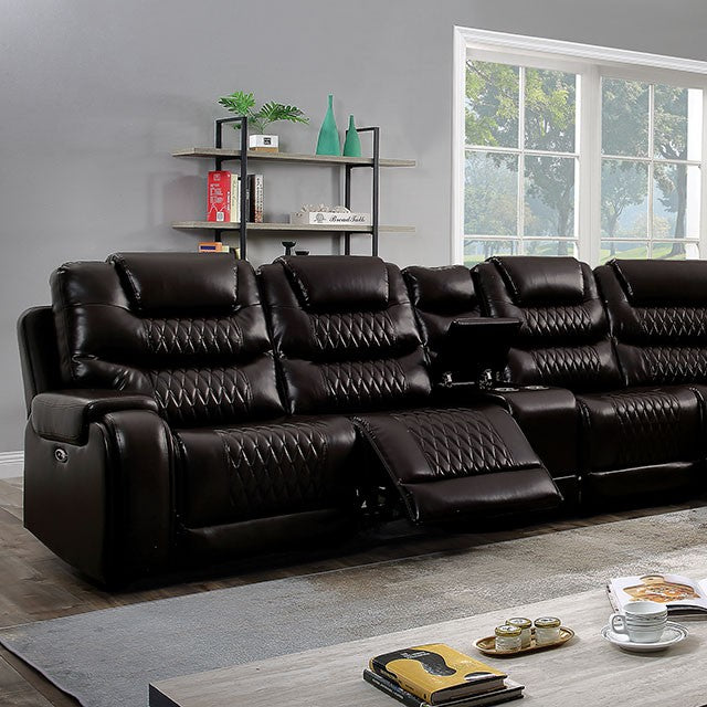 Mariah Power Sectional w/ Recliner Brown - Furniture 4 Less Outlet (Salinas,CA)
