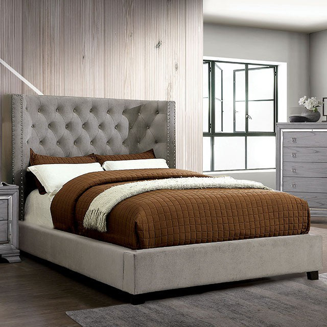 Cayla Cal.King, E.King, & Queen Bed Silver & Grey - Furniture 4 Less Outlet (Salinas,CA)
