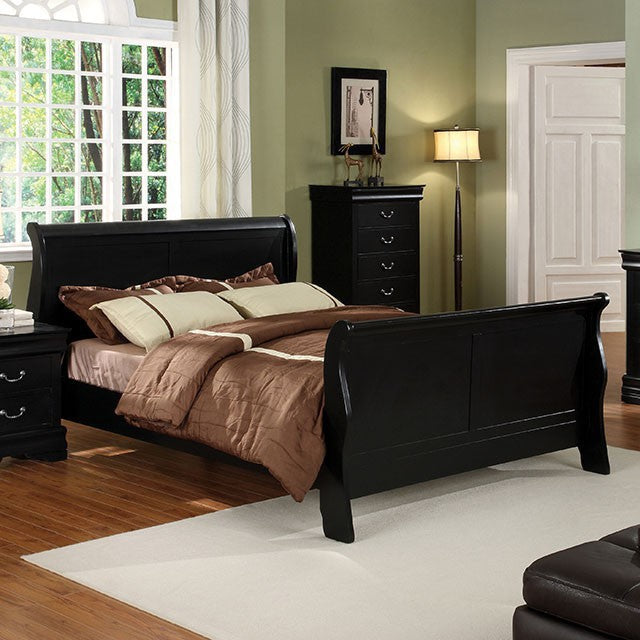 Louis Philippe Cal.King Bed Black & Grey - Furniture 4 Less Outlet (Salinas,CA)