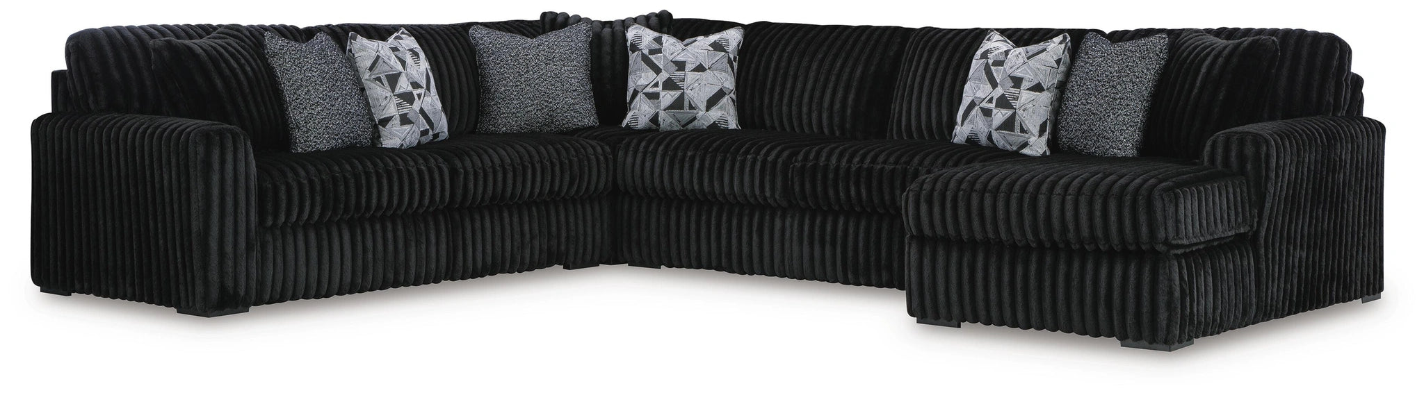 Midnight-Madness Sectional with Chaise - Onyx