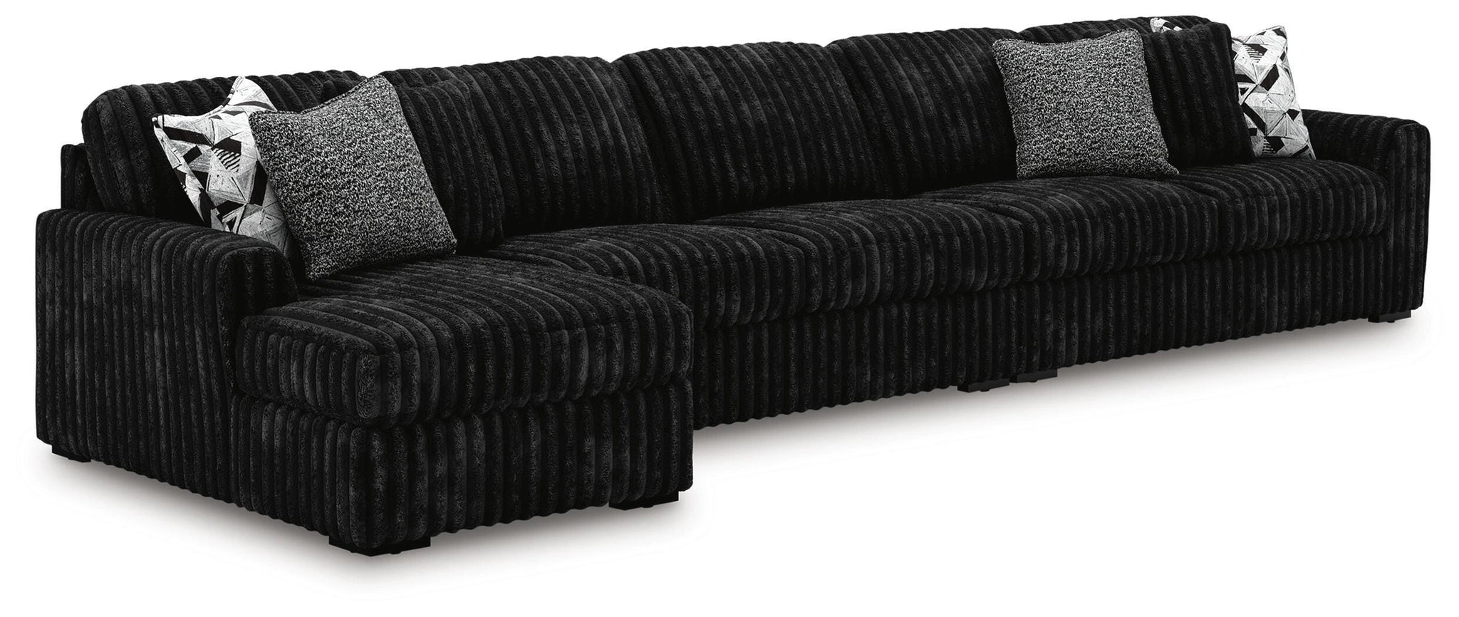 Midnight-Madness Sectional with Chaise - Onyx
