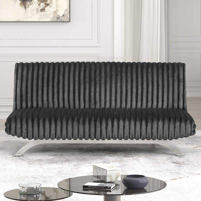 Villeneuve Futon Sofa Bed Black, Pink, & Grey