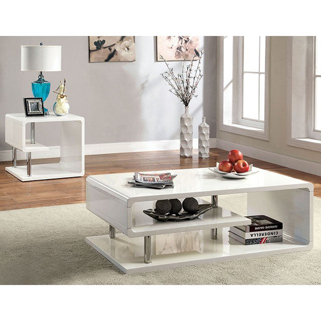 Ninove I White/Chrome End Table - Furniture 4 Less Outlet (Salinas,CA)