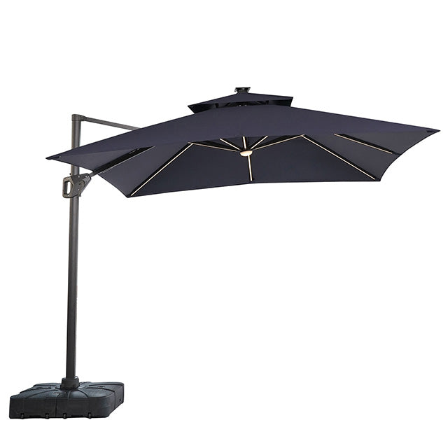 Aurora 10 Ft Square Umbrella w/ Double Top w/ LED Light + 37" Large Base - Furniture 4 Less Outlet (Salinas,CA)