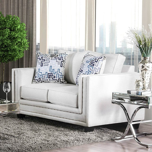 Ilse Off-White/Blue Love Seat - Furniture 4 Less Outlet (Salinas,CA)