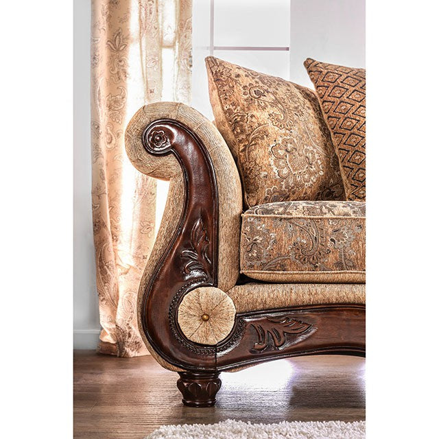 NICANOR Tan/Gold Love Seat - Furniture 4 Less Outlet (Salinas,CA)