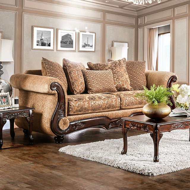 NICANOR Tan/Gold Sofa - Furniture 4 Less Outlet (Salinas,CA)