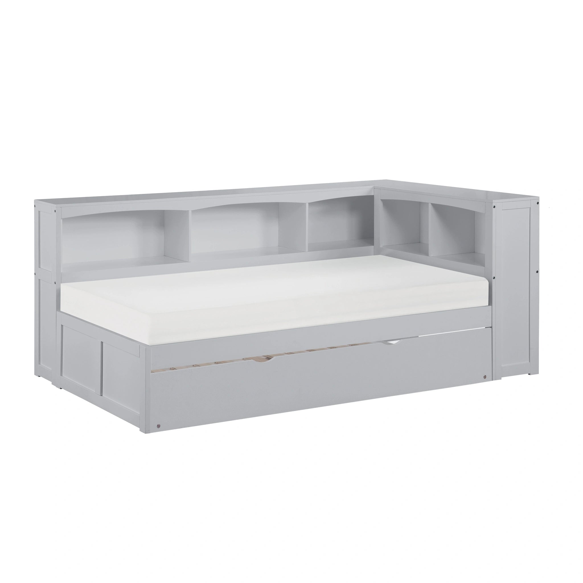 Orion-(4) Twin Bookcase Corner Platform Bed with Twin Trundle image